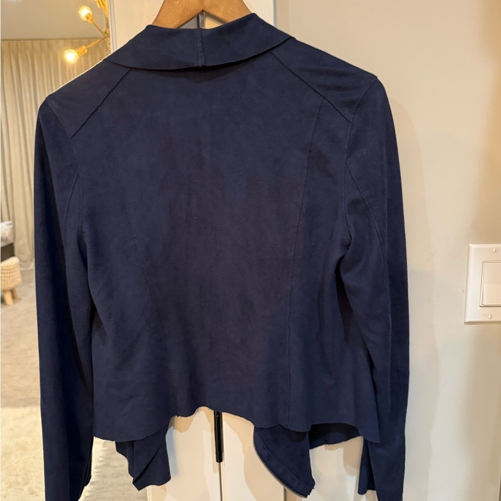 Blank NYC Navy Faux Suede Zip Front Hi Lo Jacket Size Medium